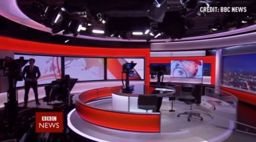 The newsman starts off confused about where he is meant to be. (BBC)