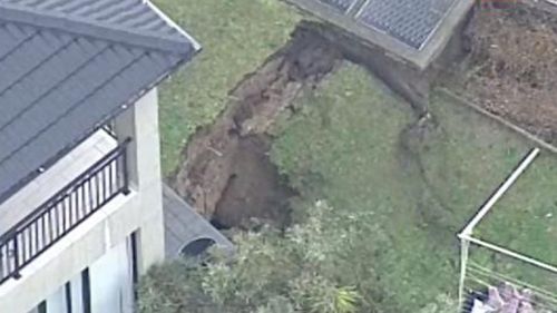 The sinkhole brought down trees and sparked concerns about neighbouring properties. (9NEWS)