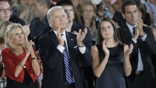 Jill and Joe Biden with Hallie and Hunter Biden in 2008. (AAP)