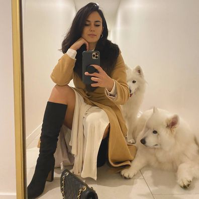 Julia Sakr with her two dogs.