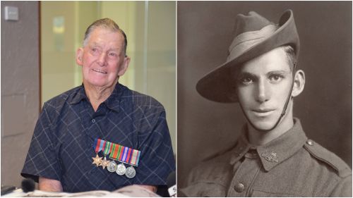 Then and now: 96-year-old veteran Mervyn Ey. (AAP)