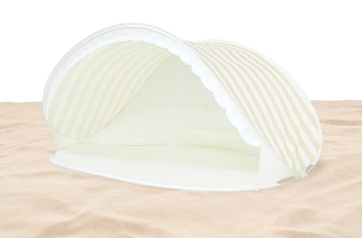 ?The $50 Pop-Up Beach Shelter in Natural Stripe is going viral on social media after one TikTok user showed her using the tent. 