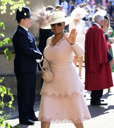 Oprah attends the Royal Wedding in 2018.