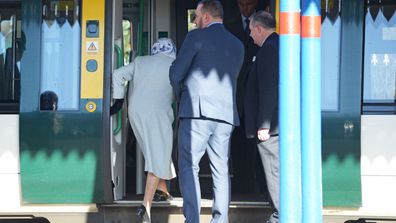 Queen Elizabeth II walks alongside station manager Graeme Pratt as she arrives at King's Lynn railway station in Norfolk, ahead of boarding a train as she returns to London after spending the Christmas period at Sandringham House in north Norfolk.