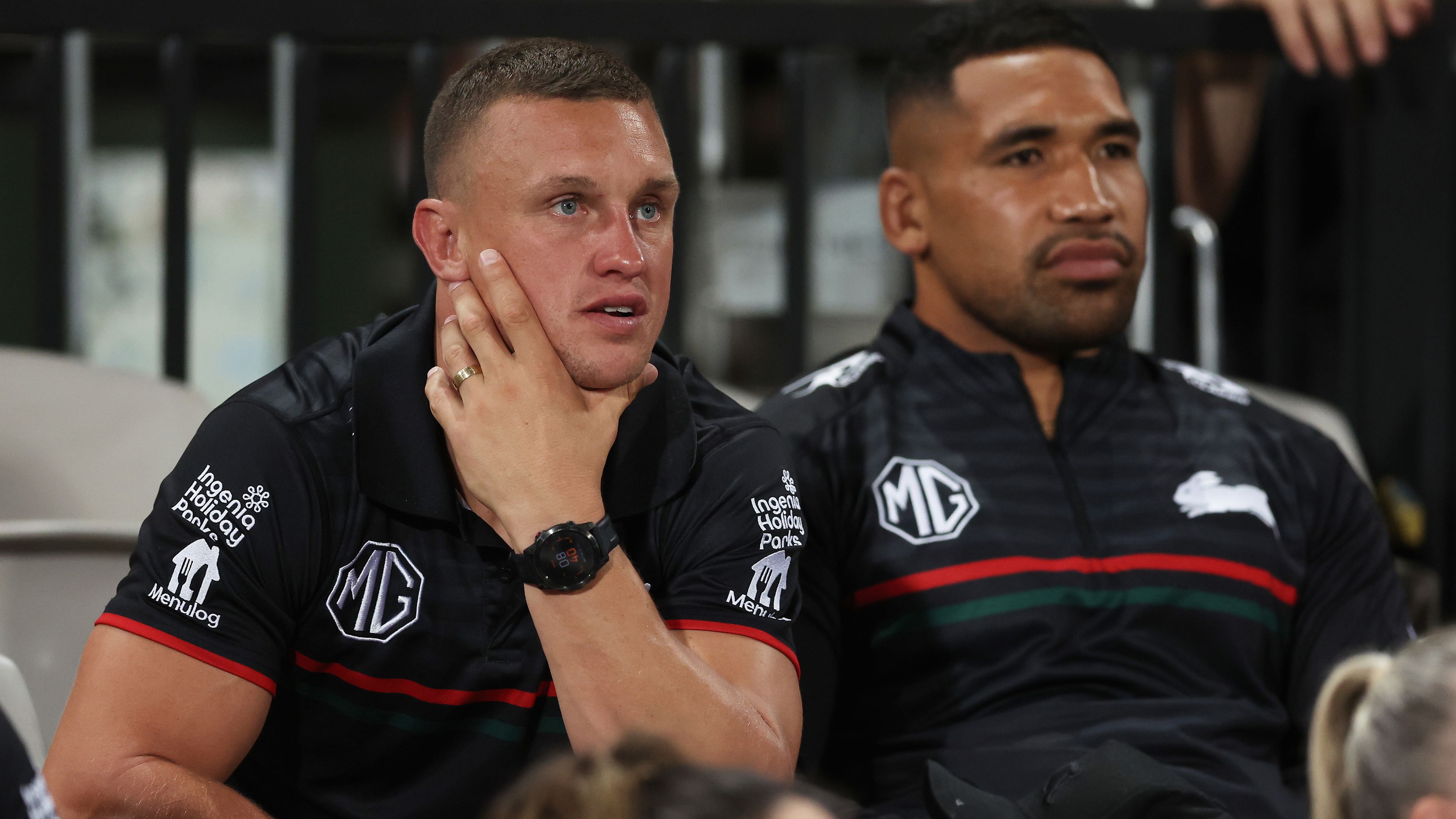 New Rabbitohs recruit Jack Wighton looks on during the NRL Pre-Season Challenge match between St George Illawarra Dragons and South Sydney Rabbitohs.
