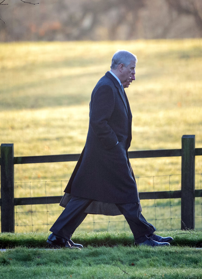 The Prince of Wales and the Duke of York arriving to attend a church service at St Mary Magdalene Church in Sandringham, Norfolk.