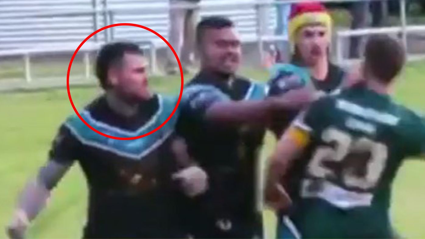 Former NRL bad boy Josh Dugan sent off after throwing a punch in bush footy brawl