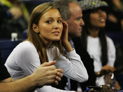 Jelena Ristic, girlfriend of Novak Djokovic of Serbia, watches his semi-final match in the Tennis Masters Cup in 2008.