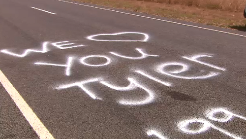 A memorial on the road has been set up in memory of Tyler. (9NEWS)