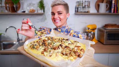 Jane de Graaff's cheesy polenta topped with veggies and extra truffle brie