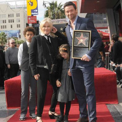 Deborra-Lee Furness, Hugh Jackman and children Oscar and Ava participate in the Hugh Jackman Star ceremony at The Hollywood Walk Of Fame on December 13, 2012.