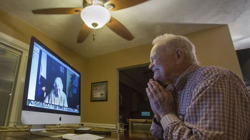 Norwood Thomas reconnected with long lost love Joyce Morris over a Skype video chat. (AAP)