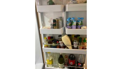 Fridge files: Brooke's fridge door holds the familiar battle of the sauce bottle selection.  