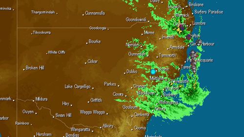 Satellite images of rain over NSW this morning.