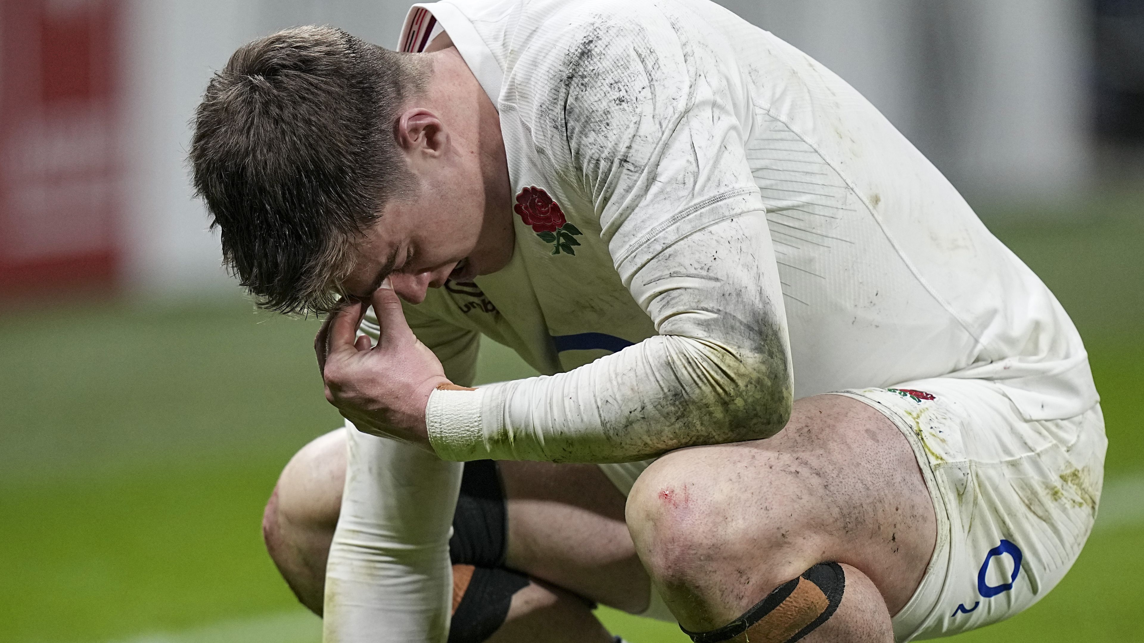 England&#x27;s Tommy Freeman reacts following the Six Nations rugby union international match against France.
