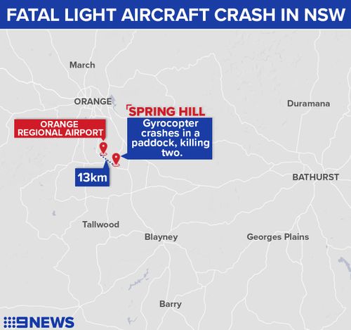 The gyrocopter crashed approximately 13km south of Orange Regional Airport.