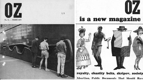 Early front covers of Oz magazine after its launch in 1963. (AAP)