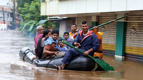 Heavy rains over the past eight days triggered flooding, landslides and home and bridge collapses, severely disrupting air and train services in Kerala state, a popular tourist destination with scenic landscapes, waterfalls and beautiful beaches. 