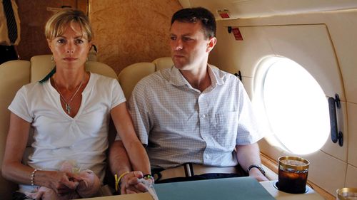 Gerry and Kate McCann aboard Sir Philip Green's private jet at Faro airport in Portugal, as they leave for Rome to prepare a meeting with the Pope Benedict XVI on 30 May, 2017. Source: AFP