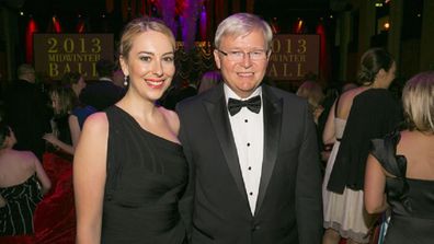 Jessica and Kevin Rudd at the mid-winter ball in 2013 when Rudd was still Prime Minister.