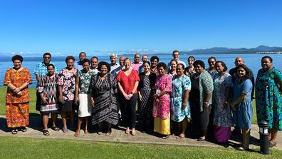 Dr Lucia Romani working with women in the Pacific.