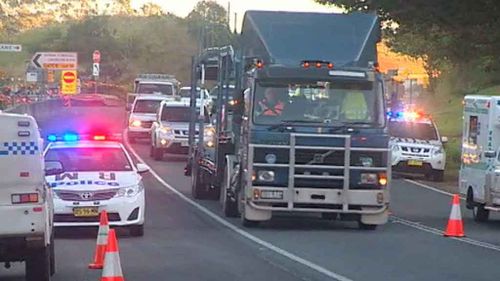 Traffic was banked up on the Pacific Highway as investigations continued into the cause of the crash. (9NEWS)