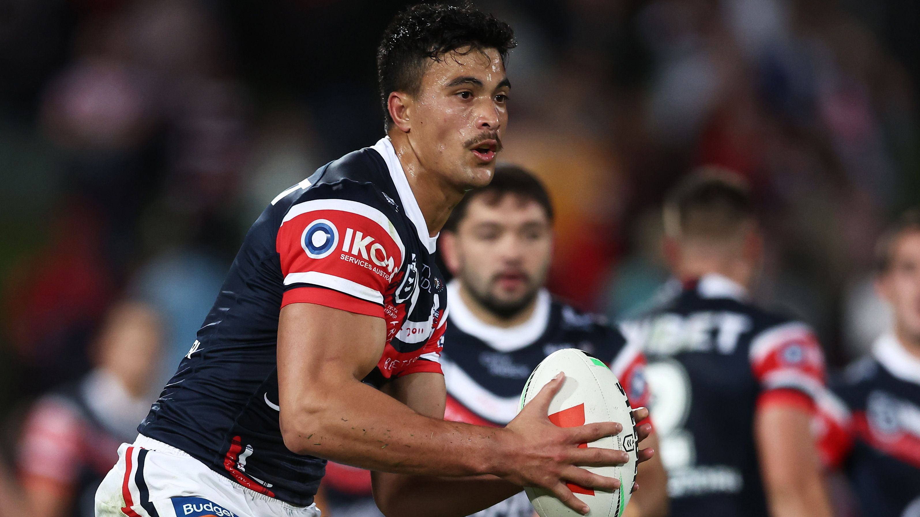 SYDNEY, AUSTRALIA - MAY 19:  Joseph Suaalii of the Roosters \during the round 12 NRL match between St George Illawarra Dragons and Sydney Roosters at Netstrata Jubilee Stadium on May 19, 2023 in Sydney, Australia. (Photo by Matt King/Getty Images)
