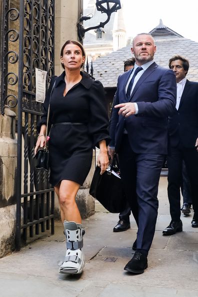 Coleen Rooney and Wayne Rooney leave the Royal Courts of Justice, Strand on May 17, 2022 in London, England