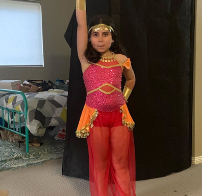 Caterina in her genie-inspired Jazz dance concert outfit.