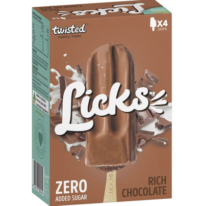 Twisted Healthy Treats Licks 99% Sugar Free Rich Chocolate Sticks