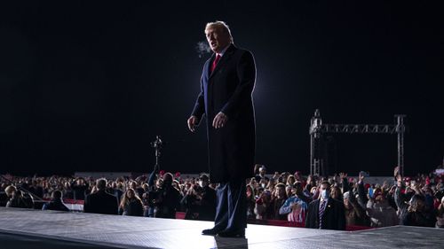 Donald Trump speaks at a rally in Dalton, Georgia.