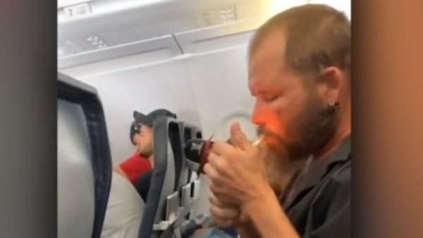 Passenger caught smoking on flight and the footage goes viral