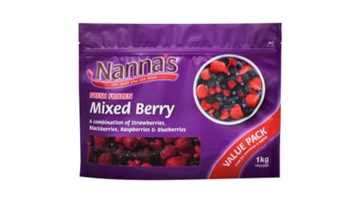 The recall affects all 1kg packs of Nanna's Fresh Frozen Mixed Berry with a best before date up to and including November 22, 2016. (Supplied)