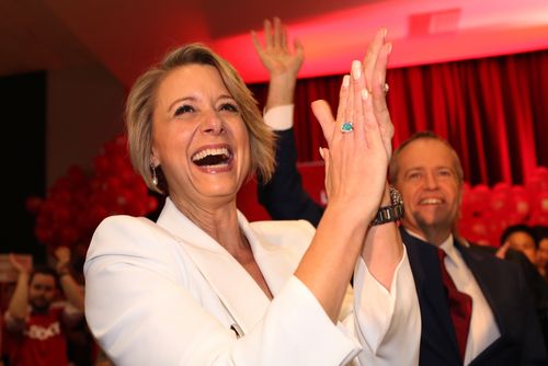 Ms Keneally reacts after arriving to her campaign launch at the Ryde Civic Hall in Sydney today. (AAP)