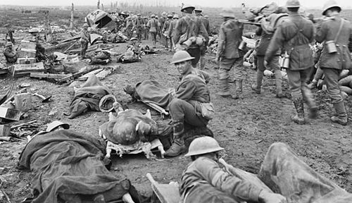 Allied casualties during The Battle of the Menin Road in September 1917. (Photo: Australian War Memorial).