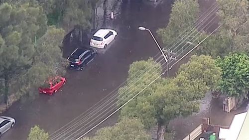 Streets were flooded after a water main burst in Banksmeadow.