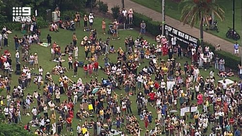 Hundreds of people also gathered in Brisbane today.