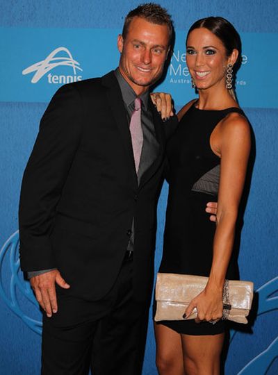 Like Pat and Lara Rafter, Lleyton and Bec teamed up in black and silver.
