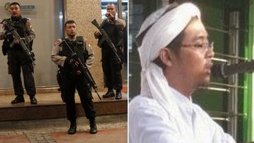Jakarta remains on high alert (left) and alleged mastermind Bahrun Naim (right).