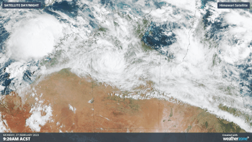 A low pressure system swirling off the north-west corner of Australia is promising to unleash a deluge. 