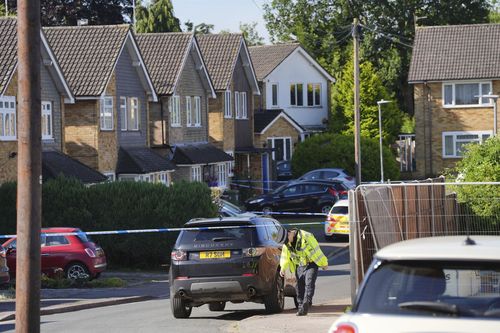 A view of the scene in Ashlyn Close, following the deaths of three women who were killed in an attack at their home, on Tuesday in Bushey, England, Thursday July 11, 2024