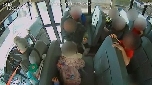 The students were flung forward when the bus driver brake-checked them.