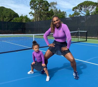 Serena Williams and daughter Olympia.