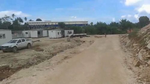 The video, taken by refugee Ezathullah Kalar, shows unfinished buildings and partially cemented paths.
 (Ezuthullah Kalar)