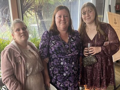 Sharon Grocott (centre) with daughters Amber (left) and Gemma (right).
