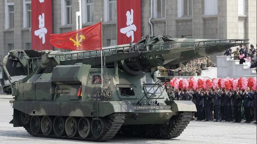 North Korea displayed its military wares in a parade on April 15. (AAP)