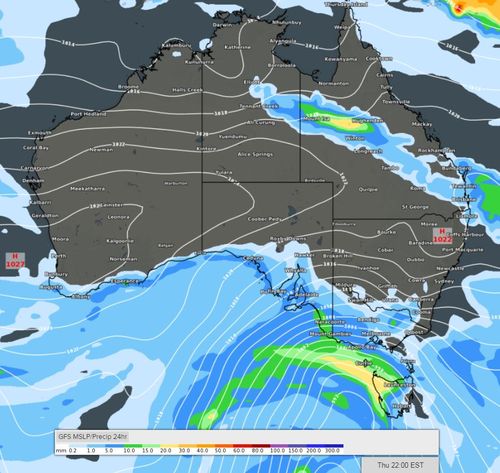 The chilly conditions are forecast to bring blizzard-like weather, wind gusts of up to 110km/h and heavy rainfall. Picture: Weatherzone.