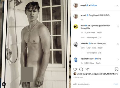 Ansel Elgort, nude, Instagram, photo, coronavirus