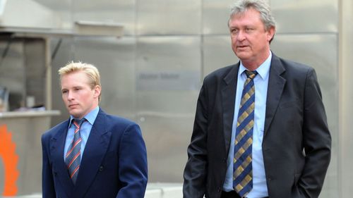 The family of 19-year-old Dean Hofstee, father Peter Hotfteel (right) and brother Quinton Hotfteel outside court in Melbourne, Thursday, Aug. 20, 2009, after Puneet Puneet, 19, was issued with an arrest warrant for killing Dean Hofstee