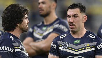 Reece Robson of the Cowboys looks on after losing the round 25 NRL match between North Queensland Cowboys and Cronulla Sharks at Qld Country Bank Stadium on August 17, 2023 in Townsville, Australia. (Photo by Ian Hitchcock/Getty Images)